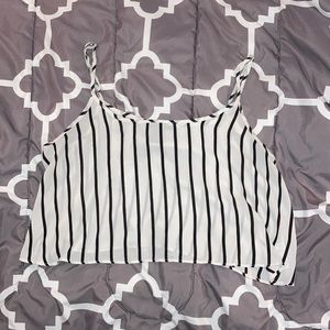 Forever 21 Black & White Striped Cropped Tank Top